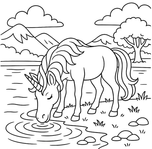 A unicorn in a forest